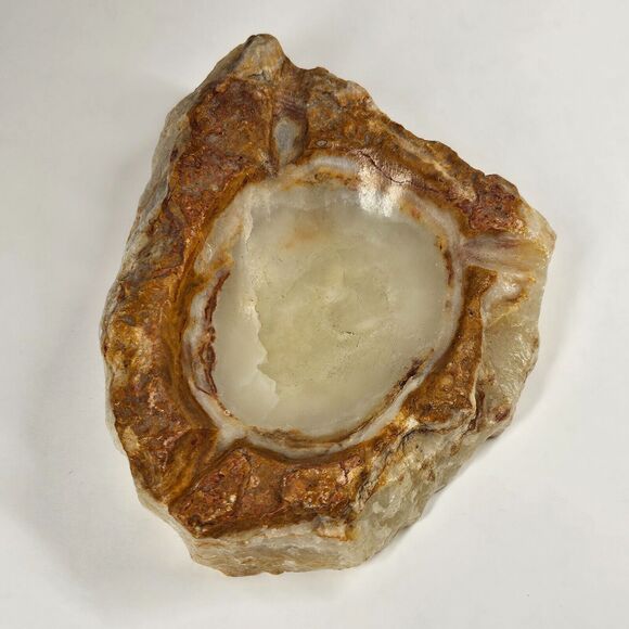 Onyx Ashtray Vintage Carved Stone Solid Rock Vide Poche Trinket Dish Heavy MCM - Picture 4 of 10